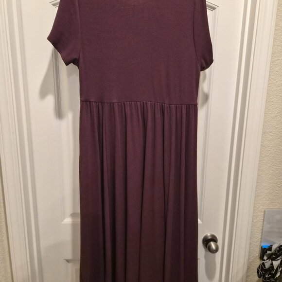 Midi mauve dress with pockets - Picture 2 of 3